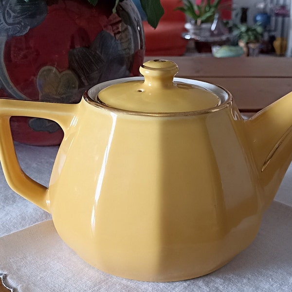 Théière Vintage jaune et dorée  Style Bistrot  Collection FLORA par APILCO