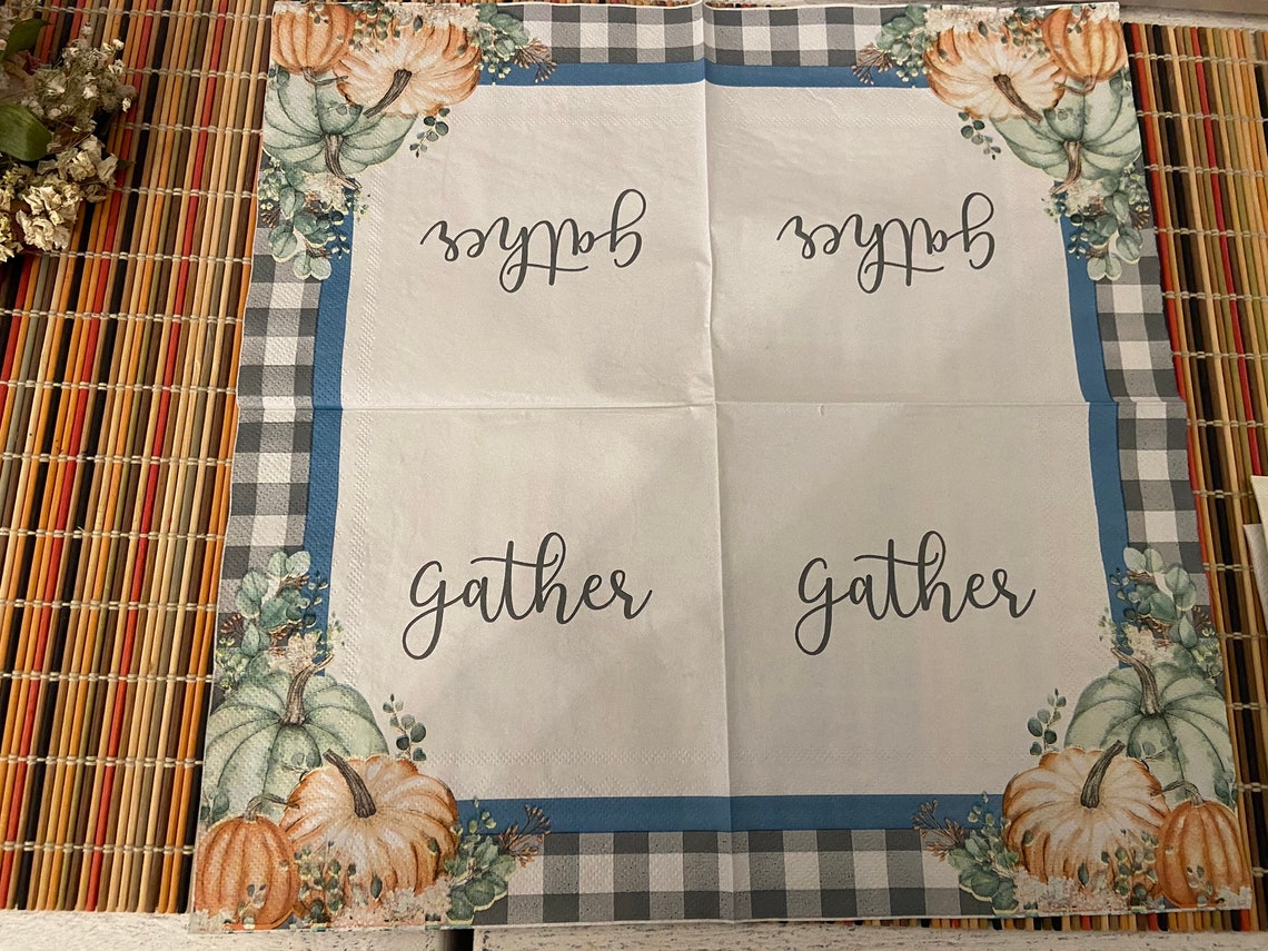 Fall Napkins Decoupage Napkins Fall DIY Flower Napkins Etsy