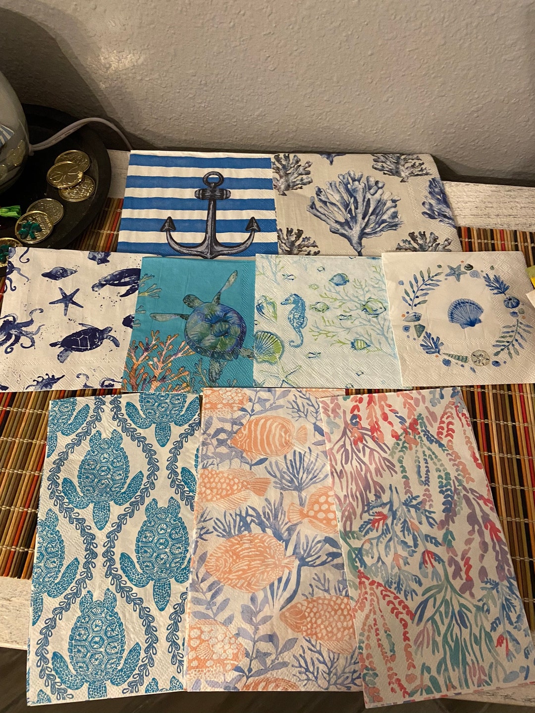 Nautical Napkins, Beach Napkins, Nautical Napkins, Turtle Napkins