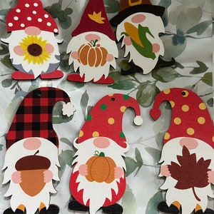 Fall Tiered Tray Gnomes, Mini wood gnomes, tiered tray decor, gnomes for beaded garland, Fall and Thanksgiving Gnomes