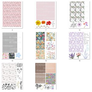 May include: A digital collage sheet with 10 different patterns and designs. The patterns include floral, plaid, polka dot, and bunny rabbit designs. The sheet is perfect for scrapbooking, card making, and other paper crafts.