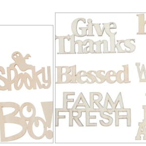 Fall and Halloween Wood DIY Ornaments, Wood Clips, Wood Fall Words, Halloween Wood Shapes,