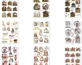 FREE SHIPPING USA 9.5x13 inches Christmas Rice Paper, Coaster Rice Paper, Christmas Shell Rice Paper, Beautiful Rice Paper, Christmas Set 1