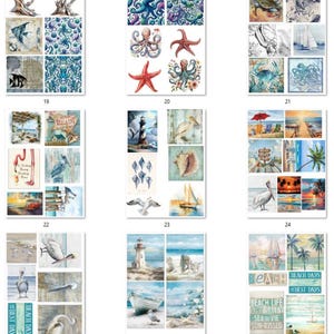 FREE SHIPPING USA Nautical Paper, Nautical Ephemera, Coasters, Beach Decoupage, Shell Paper, Beach Ephemera, Decoupage Nautical PNGs 19-27