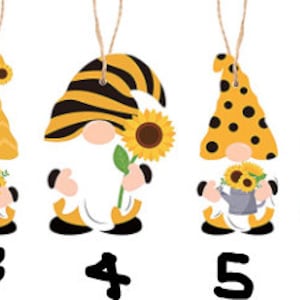 Bee Gnomes 2, Tiered Tray Gnomes, Mini wood gnomes, tiered tray decorations, gnomes for tiered trays, gnomes for beaded garland, Bee Gnomes