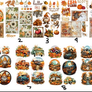 FREE SHIPPING USA Fall Rice Paper, Coaster Rice Paper, Fall and Autumn Shell Rice Paper, Beautiful Rice Papers, Fall Decoupage - Set 1-9
