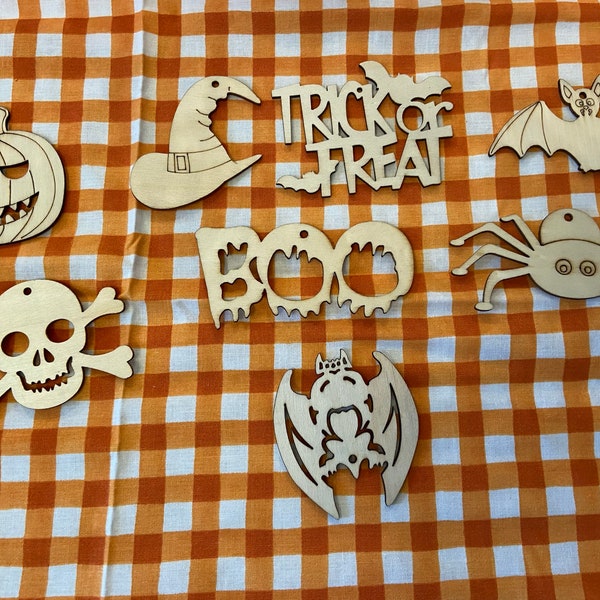 Halloween Set 3 Wood Shapes, Tiered Tray Halloween Wood Cutouts, Wood Cutouts, Halloween DIY