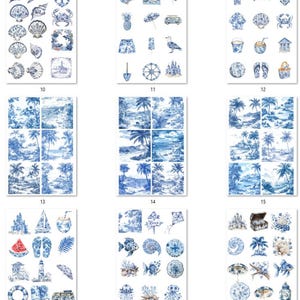 FREE SHIPPING USA Nautical Paper, Nautical Ephemera, Coasters, Beach Decoupage, Shell Paper, Nautical Chinoiserie, Sealife Chinoiserie 10-18