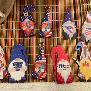 Patriotic Tiered Tray Gnomes, Tiered tray decorations, gnomes for tiered trays, gnomes for beaded garland, July 4th Gnomes