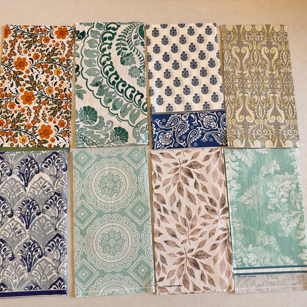 Pattern Napkins, Blue Patterns, Flower Napkins, Leaves, Patterns for DIY, Patterned Napkins, Mandala Napkins