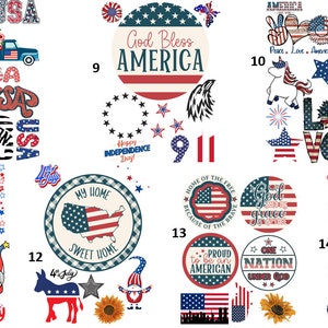 FREE SHIPPING USA Patriotic Decoupage, Patriotic Rice Paper, July 4th Decoupage, Shell Rice Papers, Patriotic Coaster Paper,  Set 8-14