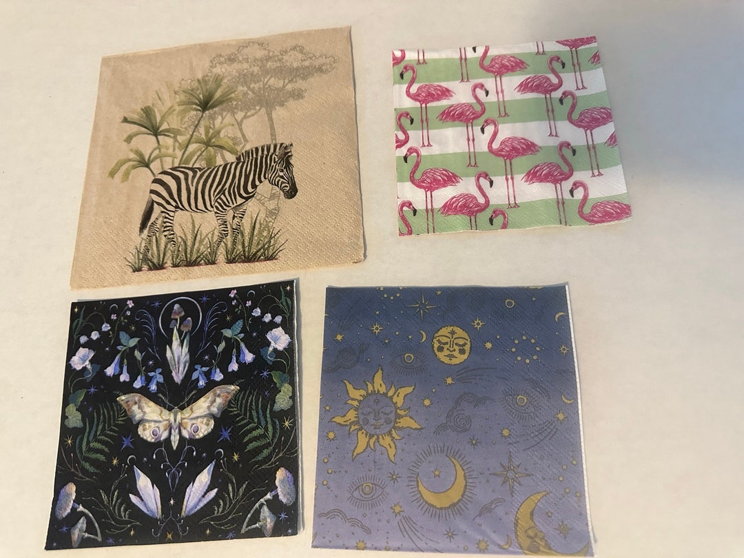 Animal Napkins Zebra Napkins Sun and Moon Napkins Flamingo Etsy