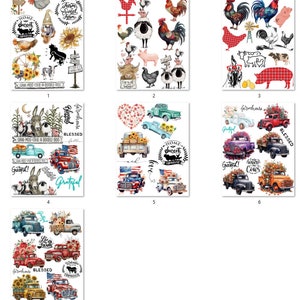 FREE SHIPPING USA Farmhouse Clipart Rice Paper, Coaster Rice Paper, Farmhouse Decoupage, Animal Papers, Farm life Decoupage, Chickens