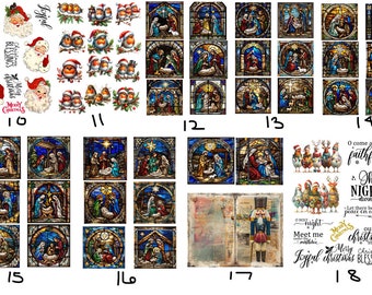 FREE SHIPPING USA 9.5x13 inches Christmas Rice Paper, Coaster Rice Paper, Christmas Shell Rice Paper, Beautiful Rice Paper, Decoupage 10-18