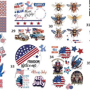 FREE SHIPPING USA Patriotic Decoupage, Patriotic Rice Paper, July 4th Decoupage, Shell Rice Papers, Patriotic Coaster Paper, Set 28-35