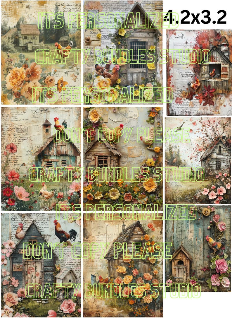 Barn Ritor Papper FREE SHIPPING USA Farmhouse Journal Rice Paper, Barns, Coasters ...