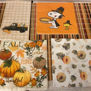 Fall Napkins, Decoupage Napkins, Fall DIY, Flower Napkins, Pumpkin Napkins, Leave Napkins, Hello Autumn, Snoopy Napkins, Cheap Napkins