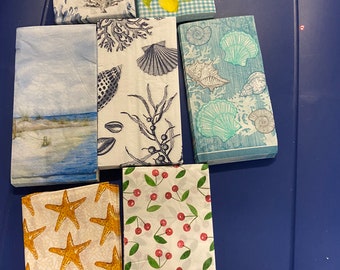 Decoupage Napkin Set, DIY Napkins, Decoupage Crafts, Napkins, Lemon Napkins, Spring Napkins, Heart Napkins, Ocean Napkins