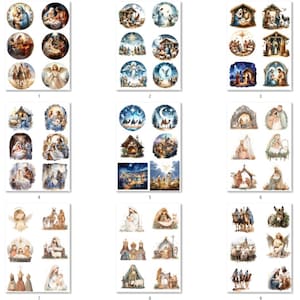 FREE SHIP USA 9.5x13 inches Christmas Rice Paper, Nativity Coaster Rice Paper, Christmas Shell Rice Paper, nativity Rice Paper, Decoupage1-9