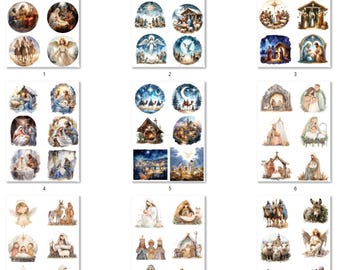 FREE SHIP USA 9.5x13 inches Christmas Rice Paper, Nativity Coaster Rice Paper, Christmas Shell Rice Paper, nativity Rice Paper, Decoupage1-9