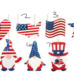 Patriotic Tiered Tray Gnomes, Tiered tray decorations, gnomes for tiered trays, gnomes for beaded garland, July 4th Gnomes
