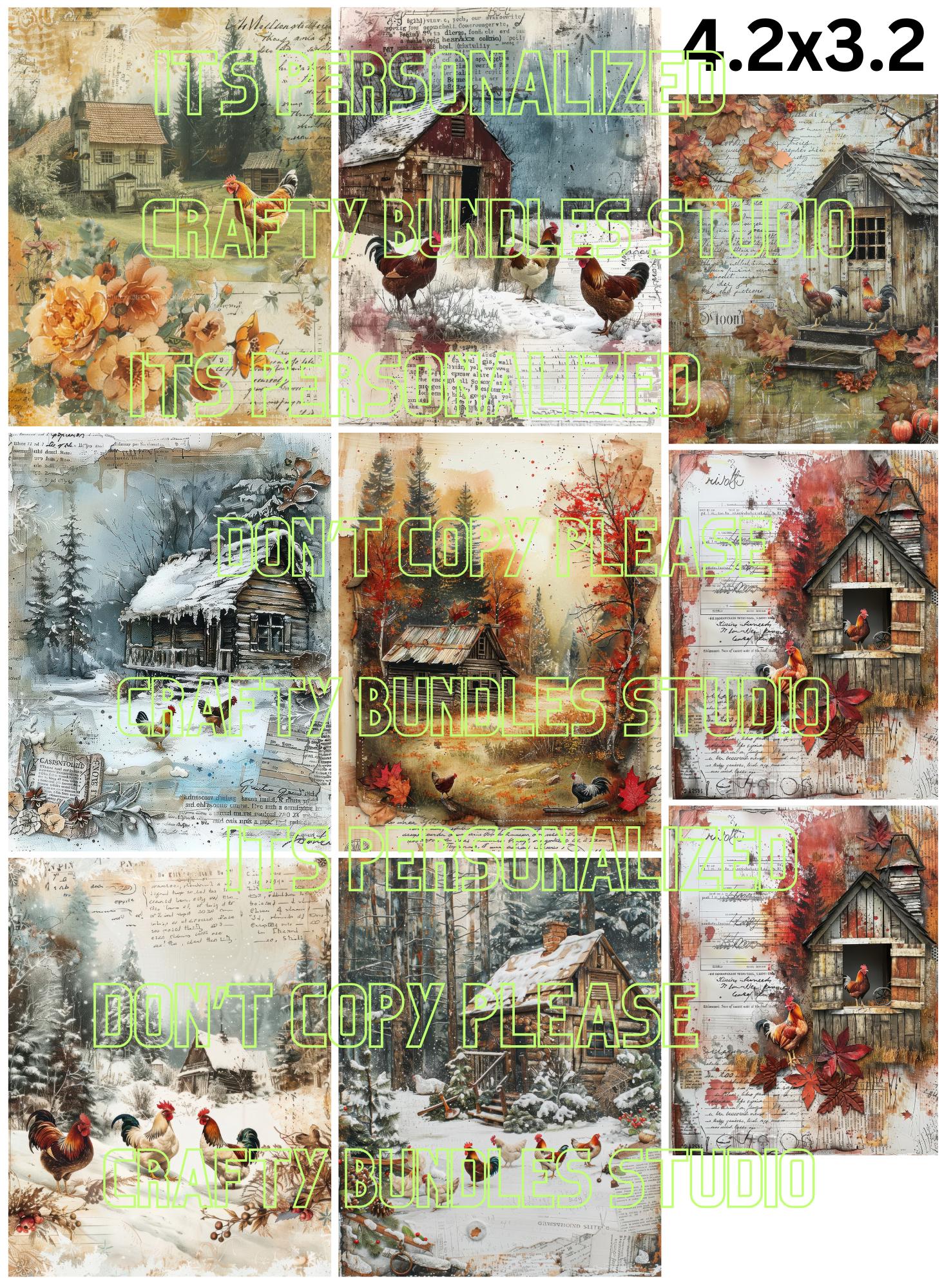 FREE SHIPPING USA Farmhouse Journal Rice Paper, Barns, Coasters ...