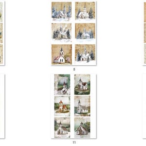 FREE SHIP USA 9.5x13 inch Rice Paper, Coaster Rice Paper, Church Rice Paper, Churches, Decoupage Paper 7-12