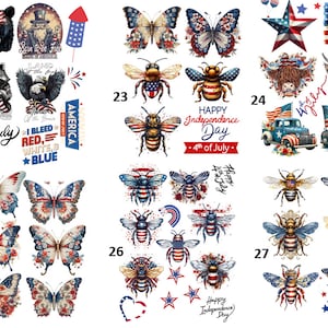 FREE SHIPPING USA Patriotic Decoupage, Patriotic Rice Paper, July 4th Decoupage, Shell Rice Papers, Patriotic Coaster Paper, Set 22-27
