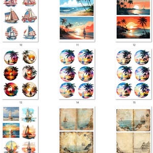 FREE SHIPPING USA Nautical Paper, Nautical Ephemera, Coasters, Beach Decoupage, Boats, Shell Paper, Boat Paper, Sail boats, Sailboats 10-18