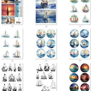 FREE SHIPPING USA Nautical Paper, Nautical Ephemera, Coasters, Beach Decoupage, Boats, Shell Paper, Boat Paper, Sail boats, Sailboats 19-27