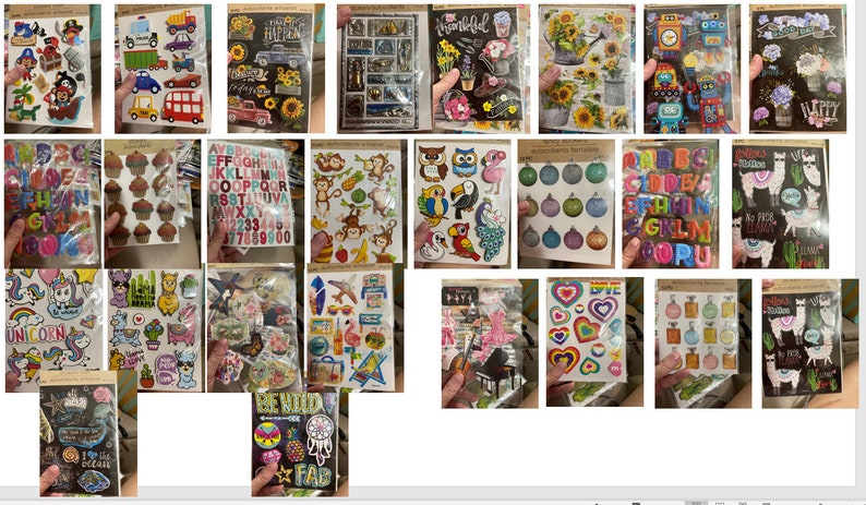 Sticker and Stencil DIY Bundle, Multiple Different Packs of Stickers ...