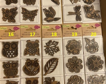 Kleine Laser Cut Wörter - Holztiere - Holzblumen - Holz Wörter - Tiere zum Bemalen - Basteln DIY - DIY Tiere - DIY, Bastelbedarf