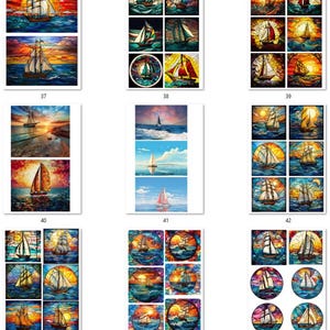 FREE SHIPPING USA Nautical Paper, Nautical Ephemera, Coasters, Beach Decoupage, Boats, Shell Paper, Boat Paper, Sail boats, Sailboats 37-45