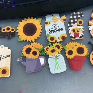Fall Tiered Tray Gnomes, Mini wood gnomes, tiered tray decor, gnomes for beaded garland, Sunflower Garland, Sunflowers