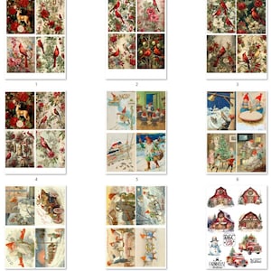 FREE SHIP USA 9.5x13 inches Christmas Rice Paper, Christmas Vintage Rice Paper, Christmas Shell Rice Paper, Christmas Birds Rice Paper 1-9