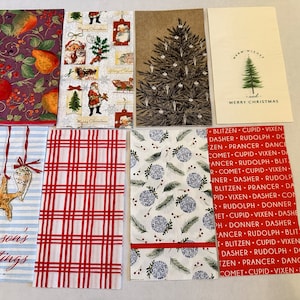 Christmas Decoupage Napkin Set, DIY Napkins, Christmas DIY Set, Vintage Santa, Nautical Christmas Napkins, Ornament Napkins, Plaid Napkins