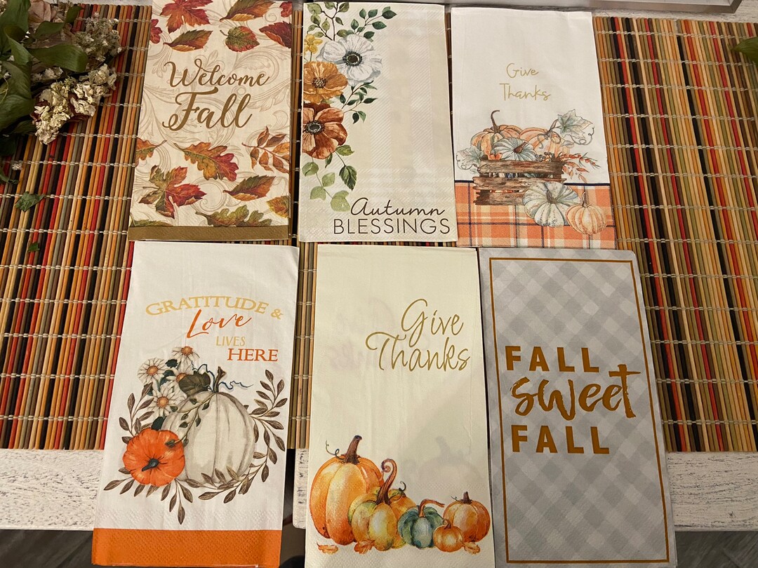 Fall Napkins, Decoupage Napkin, Fall DIY, Flower Napkins, Pumpkin