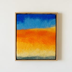 Felt art, acoustic wall hanging. Fiber Art, Textile wall decor, sunset artwork, handmade