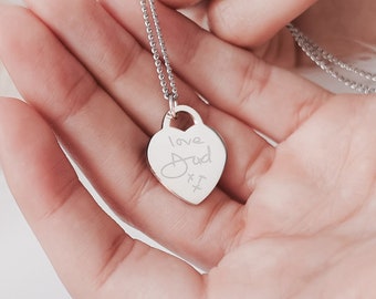 Lucy Heart Actual Handwriting Necklace • Signatures • Handwritten Messages • Memorial Jewellery