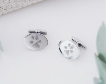 Oval Paw Print Cufflinks • Pet Memorial • Paw Print • Memorial Jewellery • Dog Paw Cufflink