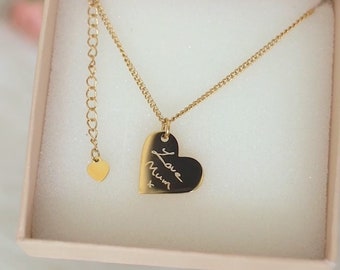 Florence Heart Actual Handwriting Necklace • Signatures • Handwritten Messages • Memorial Jewellery