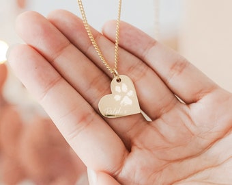 Florence Heart Paw Print Necklace • Pet Memorial • Paw Print • Memorial Jewellery