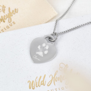 Heart-Lock Paw Print Necklace • Pet Memorial • Paw Print • Dog Jewellery • Dog Paw Print • Furry Friends