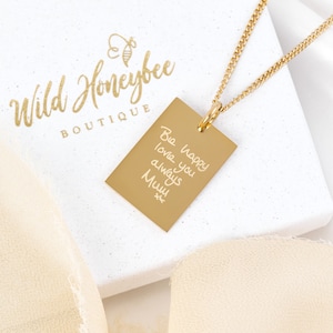 Actual Handwriting Oblong Necklace • Signatures • Handwritten Messages • Memorial Jewellery