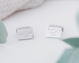 Actual Handwriting Rectangle Cufflinks • Signatures • For Him • Memorial Gift