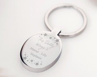 This Daddy Belongs To... Oval Keyring • Fathers Day • New Parent Keepsake • Dad Gift • Daddy Keyring