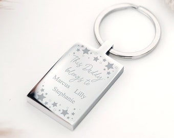 This Daddy Belongs To... Rectangle Keyring • Fathers Day • New Parent Keepsake • Dad Gift • Daddy Keyring