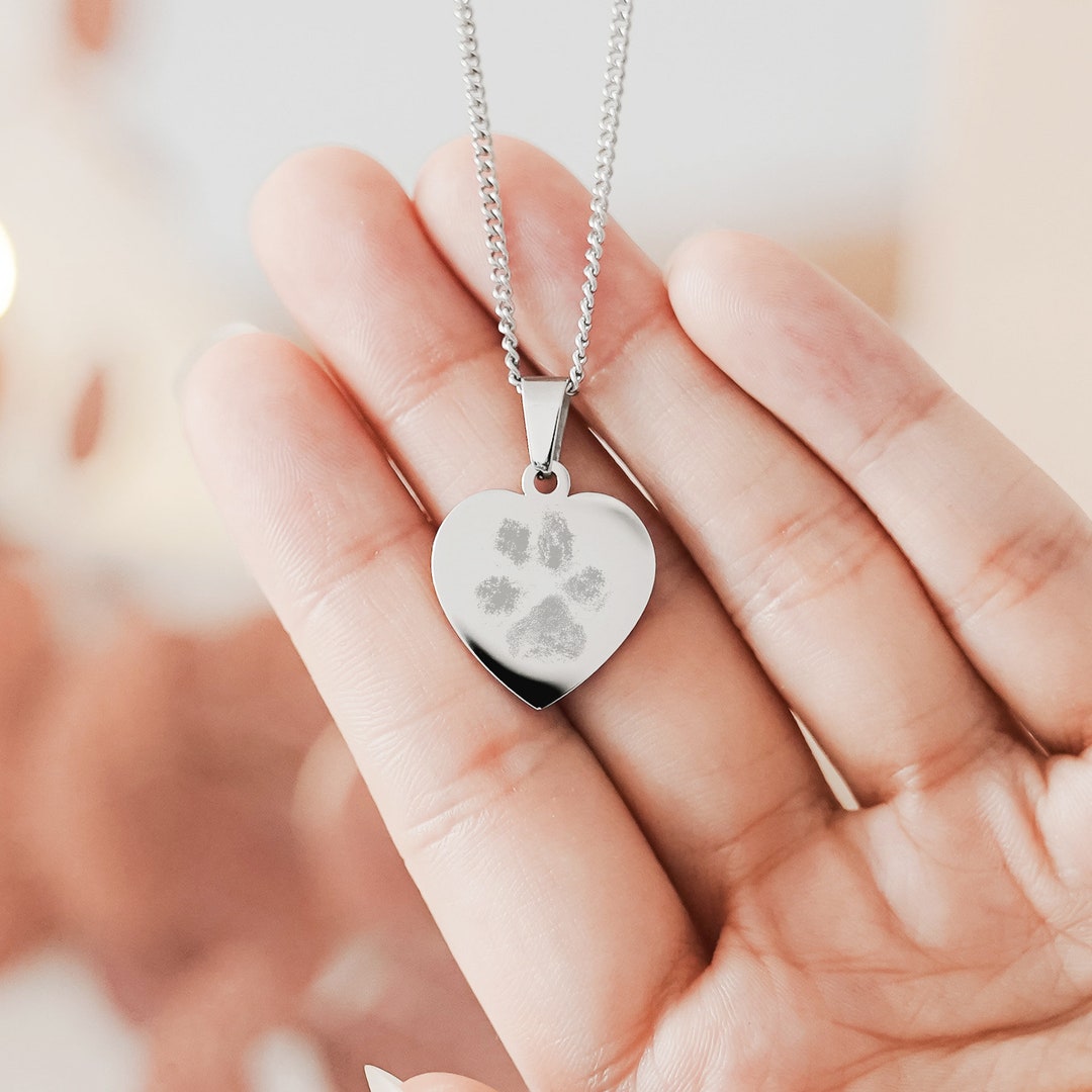 Molly Heart Paw Print Necklace Pet Memorial Paw Print Memorial