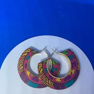 Statement Earrings African Ankara Afro Accessories African Jewellery Round Birthday Gift Valentines Day Round pink