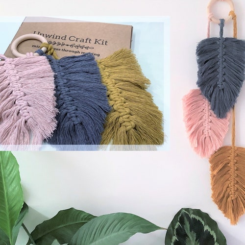 DIY Macrame Rainbow Twist Feathers Wall Hanging KIT 3 Etsy